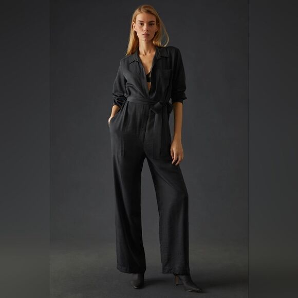 Anthropologie Tiny Carrie Long Sleeve Jumpsuit In Black Size Large NWT - Picture 1 of 6
